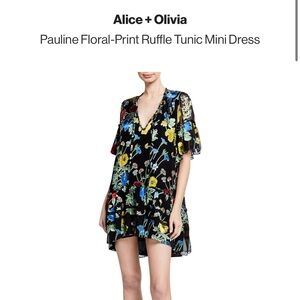 Alice + Olivia
Pauline Floral-Print Ruffle Tunic Mini Dress size Medium